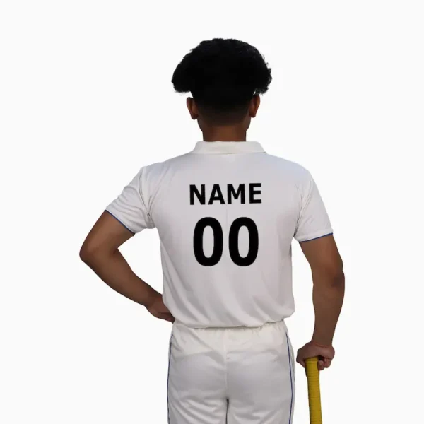 Custom white cricket uniform